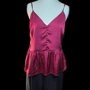 Elegant Burgundy Satin Women's Top